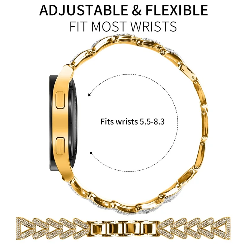 Zinc Alloy Twisted Watch Band Rhinestone Decor for Garmin Forerunner 245  /  Forerunner 245 Music Watch Strap - Gold