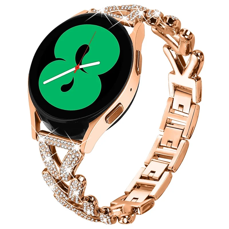 Zinc Alloy Twisted Watch Band Rhinestone Decor for Garmin Instinct 2S Watch Strap - Rose Gold