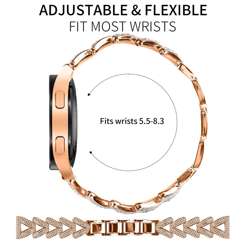 Cinturino dell'orologio in lega di zinco intrecciato con decorazione di strass per Garmin Vivomove 3 / Cinturino dell'orologio GarminMove 3 - Oro rosa