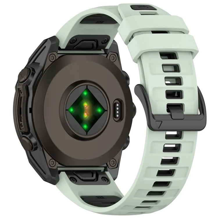Pour Garmin Fenix 8 43mm / Fenix 7S Bracelet de montre 20mm à dégagement rapide Sangle de poignet en silicone - Vert menthe / Noir