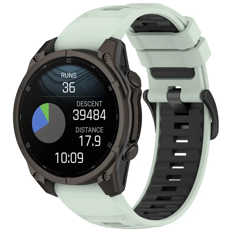Pour Garmin Fenix 8 43mm / Fenix 7S Bracelet de montre 20mm à dégagement rapide Sangle de poignet en silicone - Vert menthe / Noir