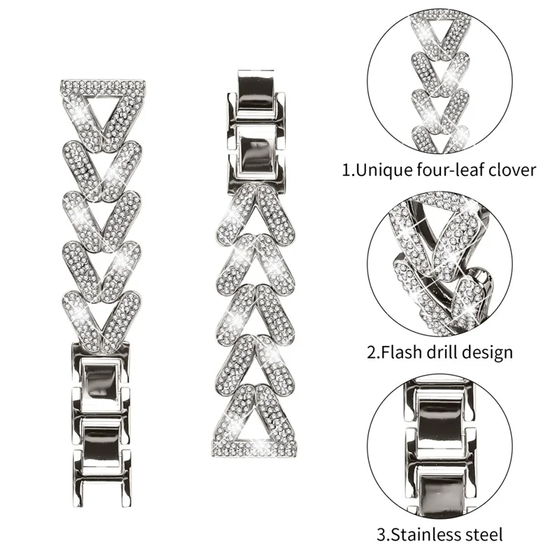 Zinc Alloy Twisted Watch Band Rhinestone Decor for Garmin Vivomove Trend  /  Venu Sq 2 Watch Strap - Starlight