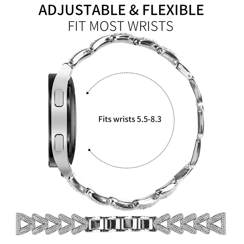 Zinc Alloy Twisted Watch Band Rhinestone Decor for Garmin Vivomove Sport  /  Venu 2 Plus Watch Strap - Silver