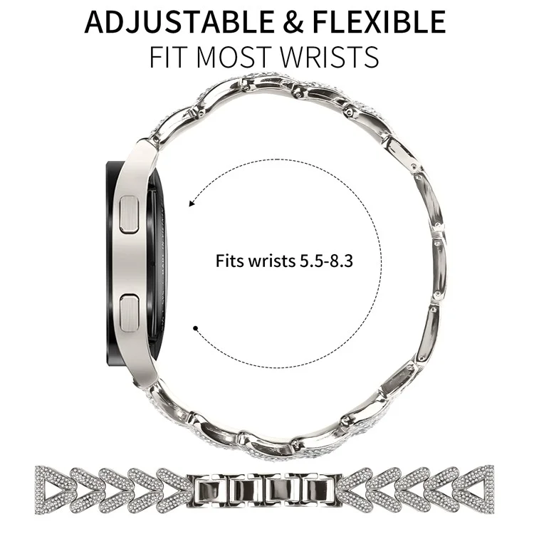 Zinc Alloy Twisted Watch Band Rhinestone Decor for Huawei Watch GT 3 Pro 43mm Watch Strap - Starlight