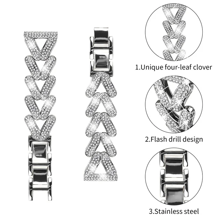 Zinc Alloy Twisted Watch Band Rhinestone Decor for Huawei Watch GT 3 42mm Watch Strap - Silver