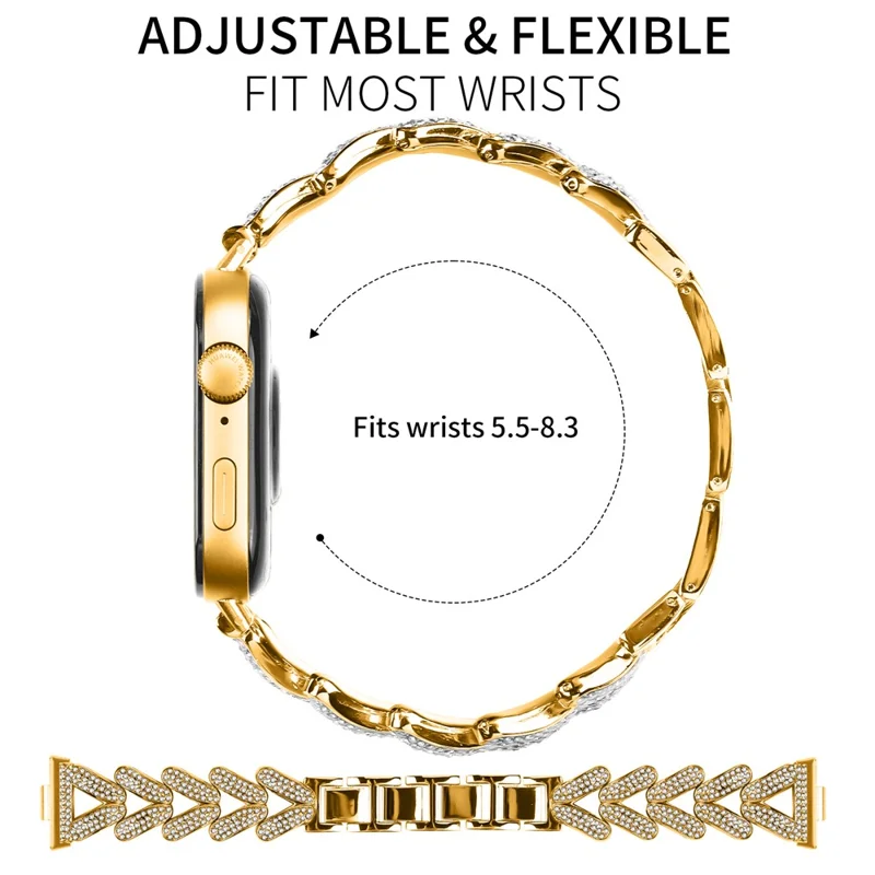 Cinturino per orologio in lega di zinco intrecciato con decorazione di strass per Huawei Watch Fit 3 - Oro