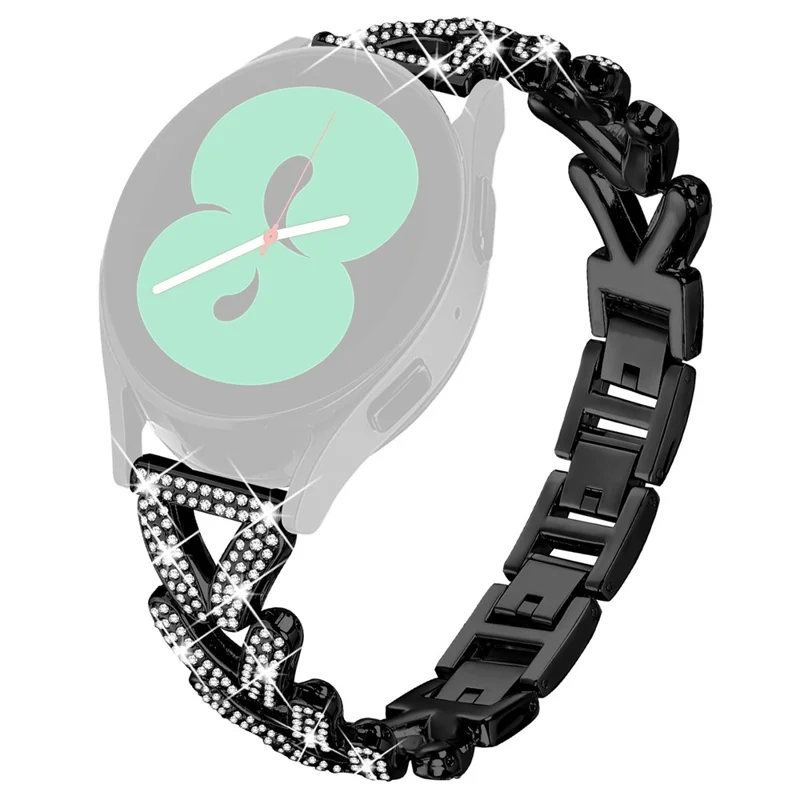 Cinturino da orologio intrecciato in lega di zinco con decorazione con strass per Realme Techlife Watch S100 - Nero