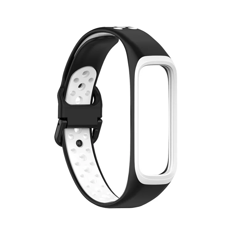 Banda di Orologio a Silicone Morbido a Bi-coloro Per Samsung Galaxy Fit 2 SM-R220, Cinturino da Orologio Sostitutivo - Nero Bianco