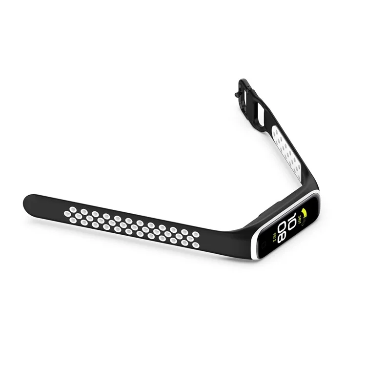 Pulseira de Silicone Bicolor Suave para Samsung Galaxy Fit 2 SM-R220, Pulseira de Relógio de Reposição - Preto/Branco