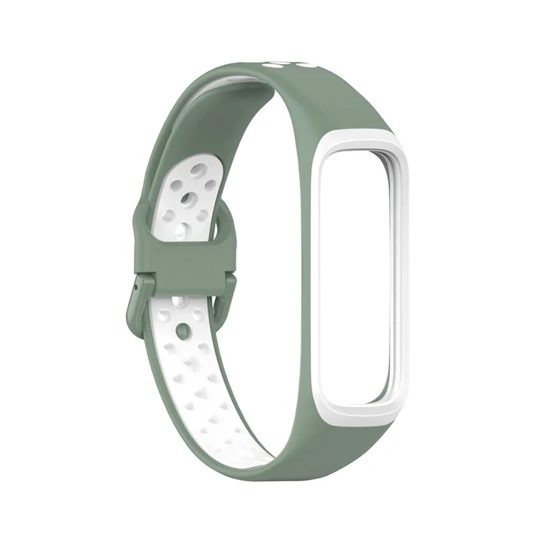 Bande de Montre en Silicone Souple Bi-couleur Pour Samsung Galaxy Fit 2 SM-R220, Sangle de Montre de Remplacement - Vert Clair / Blanc