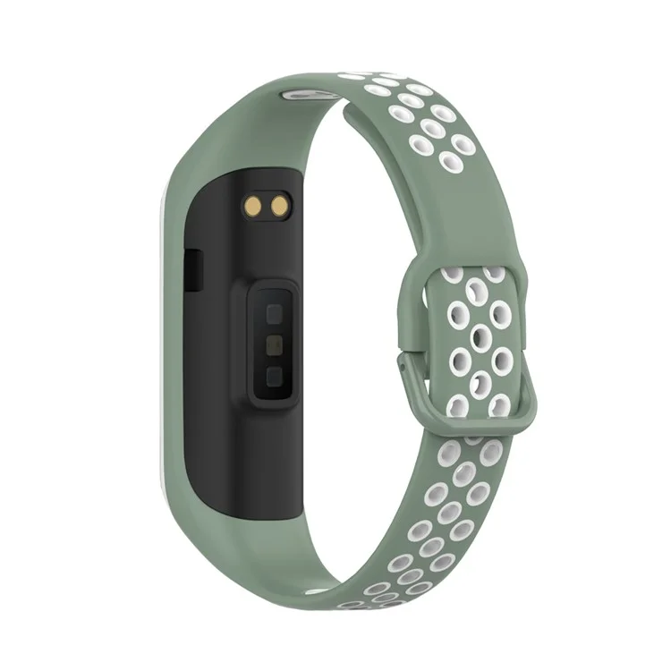 Bande de Montre en Silicone Souple Bi-couleur Pour Samsung Galaxy Fit 2 SM-R220, Sangle de Montre de Remplacement - Vert Clair / Blanc