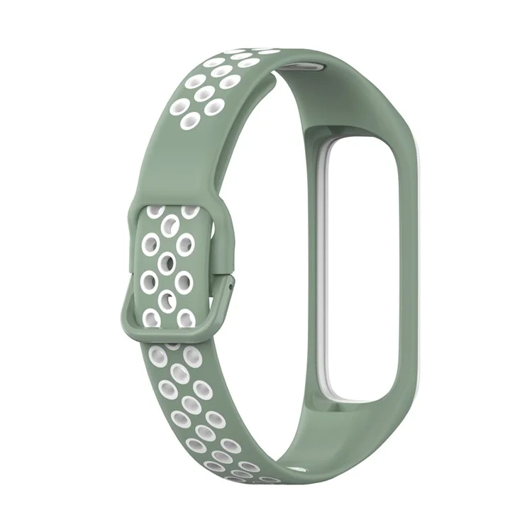 Bande de Montre en Silicone Souple Bi-couleur Pour Samsung Galaxy Fit 2 SM-R220, Sangle de Montre de Remplacement - Vert Clair / Blanc