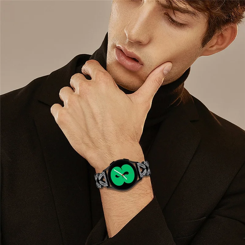 Zinc Alloy Twisted Watch Band Rhinestone Decor for Haylou RS4 Plus LS11 Watch Strap - Black