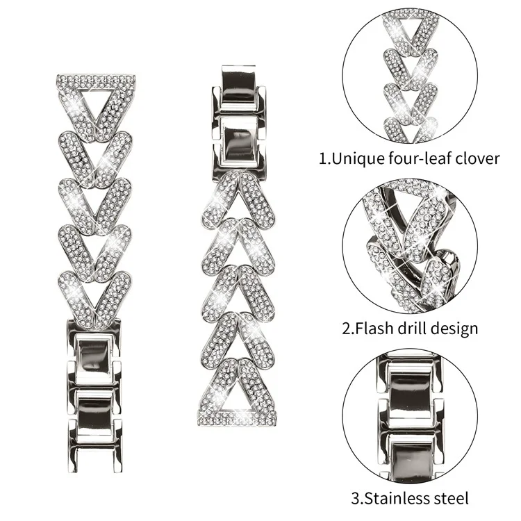 Bracelete de relógio trançado em liga de zinco com decoração de strass para Mibro Air Watch - Luz das estrelas