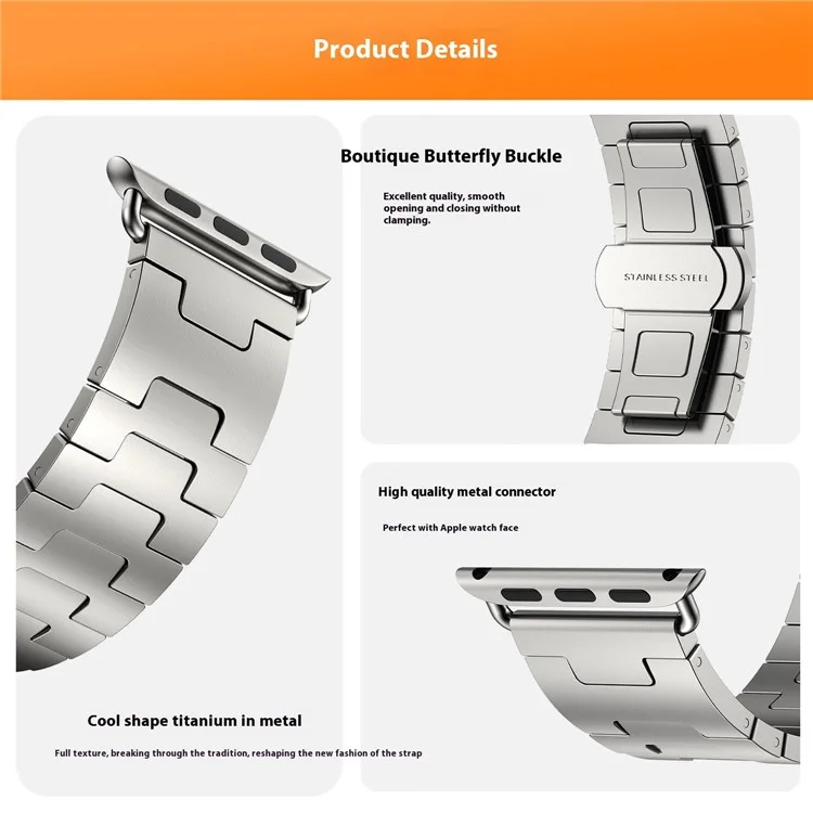 Titanium-Legierung Armband für Apple Watch Series 10 46 mm / Ultra 2 / Ultra 49 mm / 9 8 7 45 mm / SE (2023) SE (2022) SE 6 5 4 44 mm / 3 2 1 42 mm - Grau