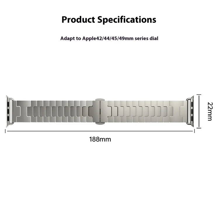 Titanium-Legierung Armband für Apple Watch Series 10 46 mm / Ultra 2 / Ultra 49 mm / 9 8 7 45 mm / SE (2023) SE (2022) SE 6 5 4 44 mm / 3 2 1 42 mm - Grau