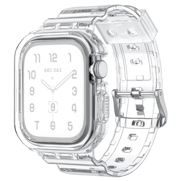 Integrated TPU Strap + Watch Case for Apple Watch Series 10 42mm  /  9 8 7 41mm  /  SE (2023) SE (2022) SE 6 5 4 40mm  /  3 2 1 38mm - Transparent