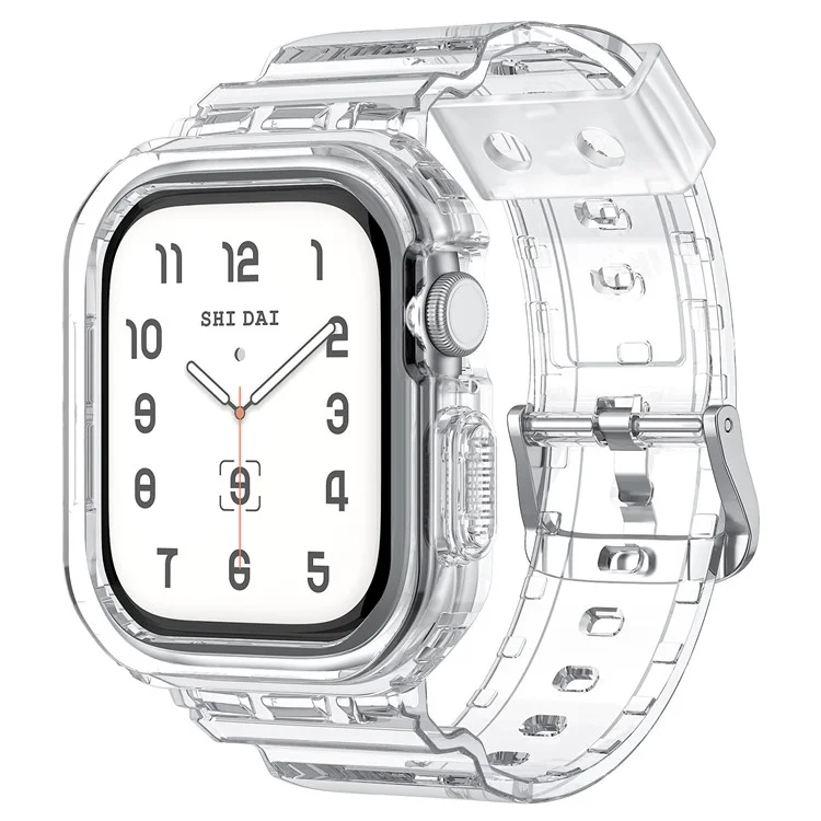 Integrated TPU Strap + Watch Case for Apple Watch Series 10 42mm  /  9 8 7 41mm  /  SE (2023) SE (2022) SE 6 5 4 40mm  /  3 2 1 38mm - Transparent