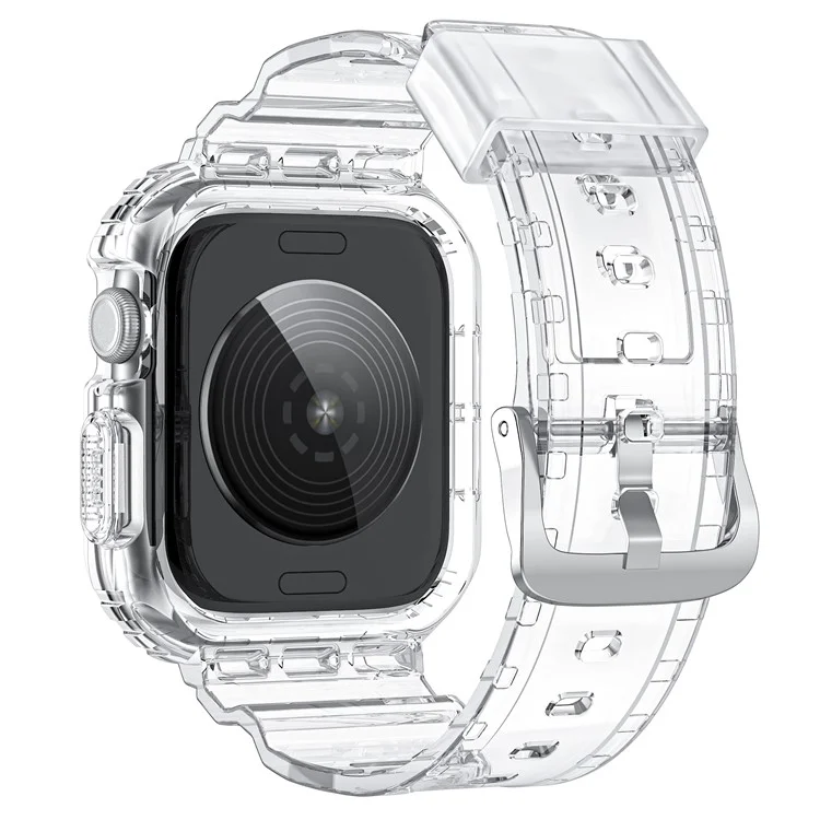 Integrated TPU Strap + Watch Case for Apple Watch Series 10 42mm  /  9 8 7 41mm  /  SE (2023) SE (2022) SE 6 5 4 40mm  /  3 2 1 38mm - Transparent