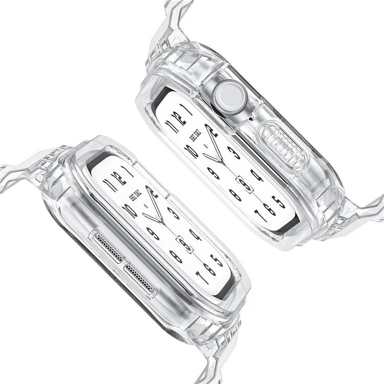 Integrated TPU Strap + Watch Case for Apple Watch Series 10 42mm  /  9 8 7 41mm  /  SE (2023) SE (2022) SE 6 5 4 40mm  /  3 2 1 38mm - Transparent