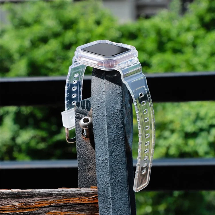 Integrated TPU Strap + Watch Case for Apple Watch Series 10 42mm  /  9 8 7 41mm  /  SE (2023) SE (2022) SE 6 5 4 40mm  /  3 2 1 38mm - Transparent