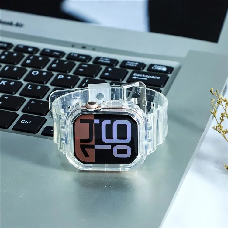 Integrated TPU Strap + Watch Case for Apple Watch Series 10 42mm  /  9 8 7 41mm  /  SE (2023) SE (2022) SE 6 5 4 40mm  /  3 2 1 38mm - Transparent