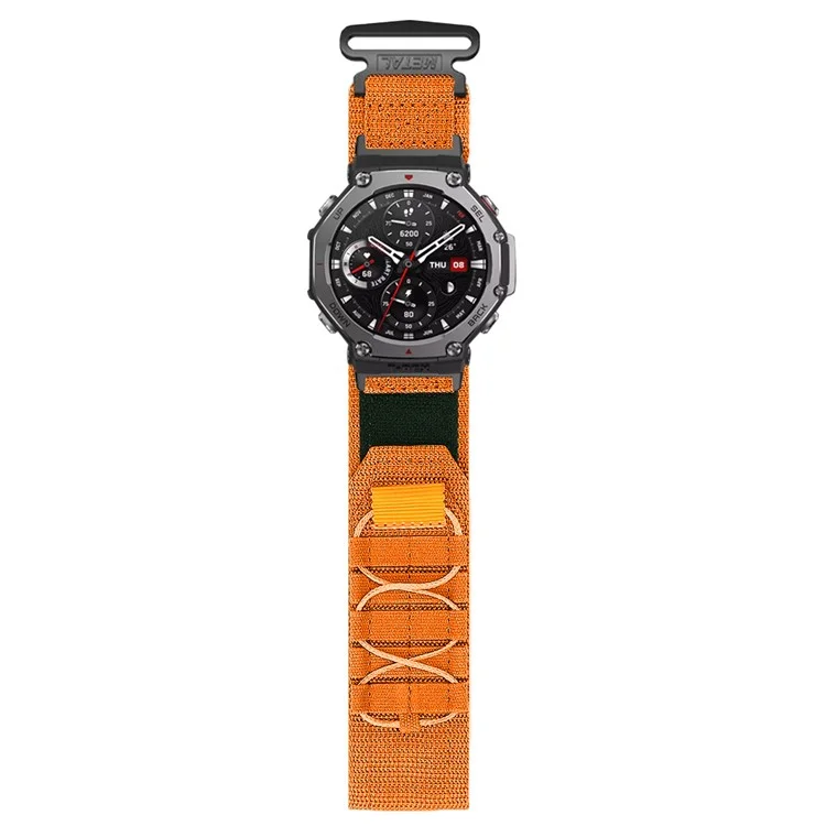 Для Huami Amazfit T-Rex 3 нейлоновый ремешок для часов с застежкой-петлей и коннектором - Оранжевый