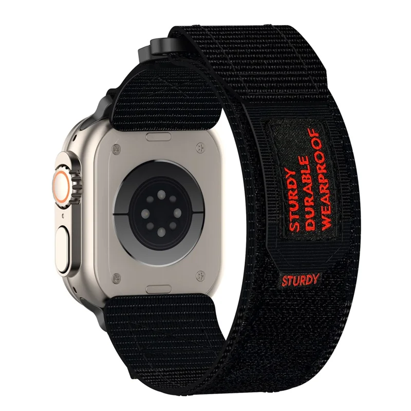 Nylon Band For Apple Watch 10 42mm  /  9 8 7 41mm  /  SE (2023) (2022)  /  SE 6 5 4 40mm  /  3 2 1 38mm Watchband with Connector - Black
