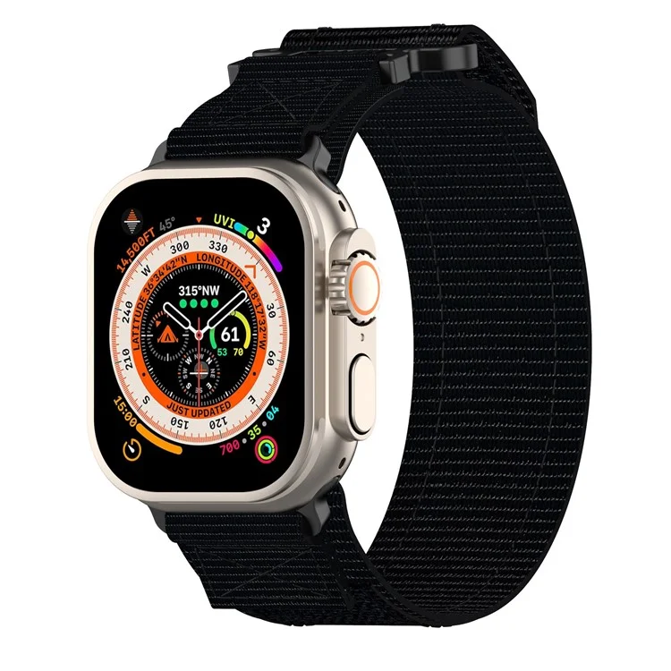 Nylon Band For Apple Watch 10 42mm  /  9 8 7 41mm  /  SE (2023) (2022)  /  SE 6 5 4 40mm  /  3 2 1 38mm Watchband with Connector - Black