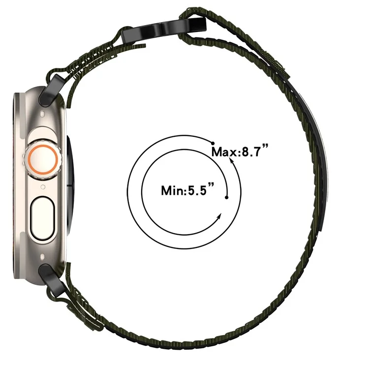 Nylon Band For Apple Watch 10 42mm  /  9 8 7 41mm  /  SE (2023) (2022)  /  SE 6 5 4 40mm  /  3 2 1 38mm Watchband with Connector - Black