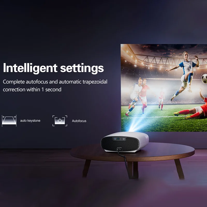 Q7 Android 9 Projector Auto Focus Full HD 1080P LCD Video Projector Home Theater - UK Plug