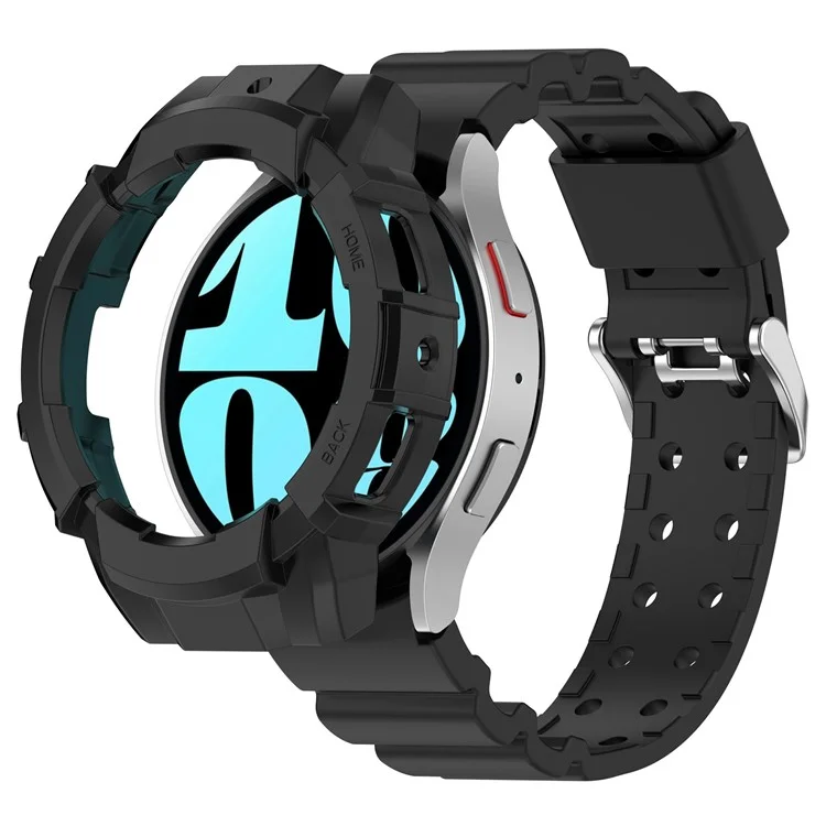 Pour Samsung Galaxy Watch7 44mm Bracelet de Montre en Silicone de Remplacement avec Boîtier de Montre - Noir