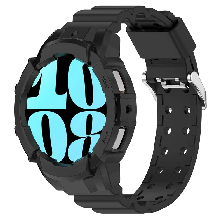 Pour Samsung Galaxy Watch7 44mm Bracelet de Montre en Silicone de Remplacement avec Boîtier de Montre - Noir
