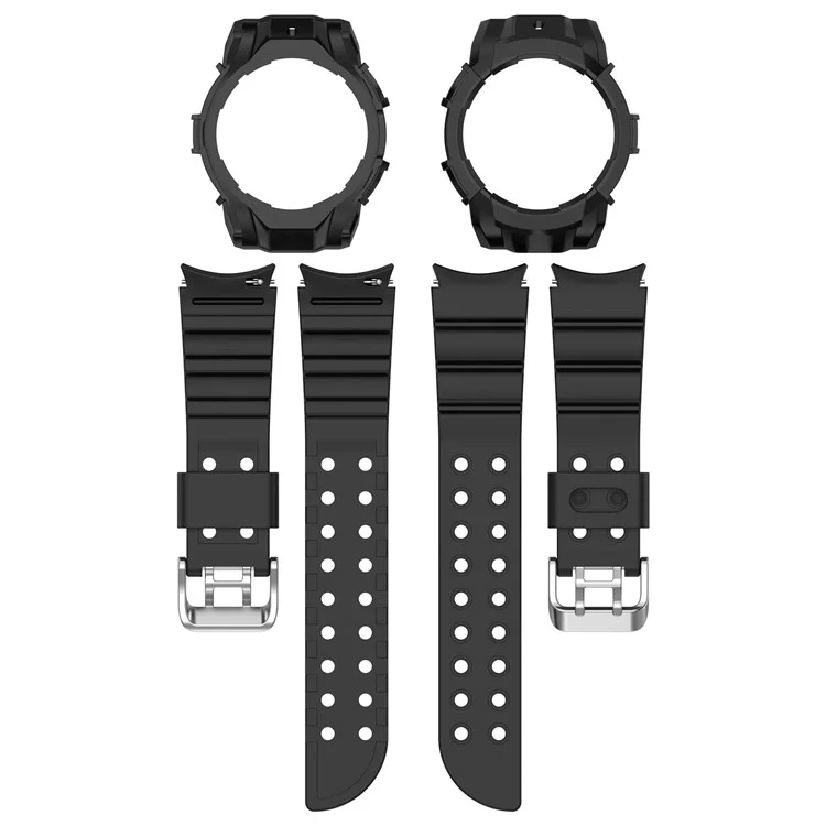 Pour Samsung Galaxy Watch7 44mm Bracelet de Montre en Silicone de Remplacement avec Boîtier de Montre - Noir