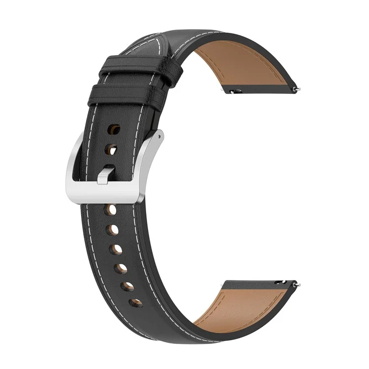 20mm Watch Band for Huami Amazfit Active / GTR Mini / Bip 3 / Bip 3 Pro Genuine Cow Leather Strap with Quick Release Connector - Black