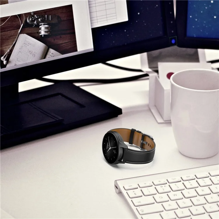 20mm Watch Band for Huami Amazfit Active / GTR Mini / Bip 3 / Bip 3 Pro Genuine Cow Leather Strap with Quick Release Connector - Black