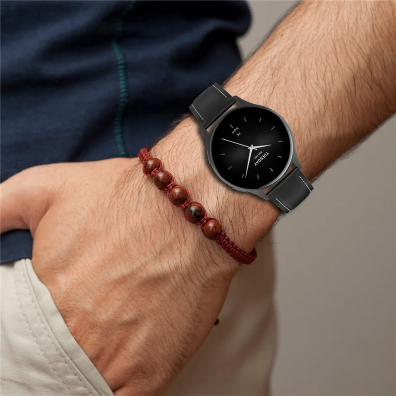20mm Watch Band for Huami Amazfit Active / GTR Mini / Bip 3 / Bip 3 Pro Genuine Cow Leather Strap with Quick Release Connector - Red