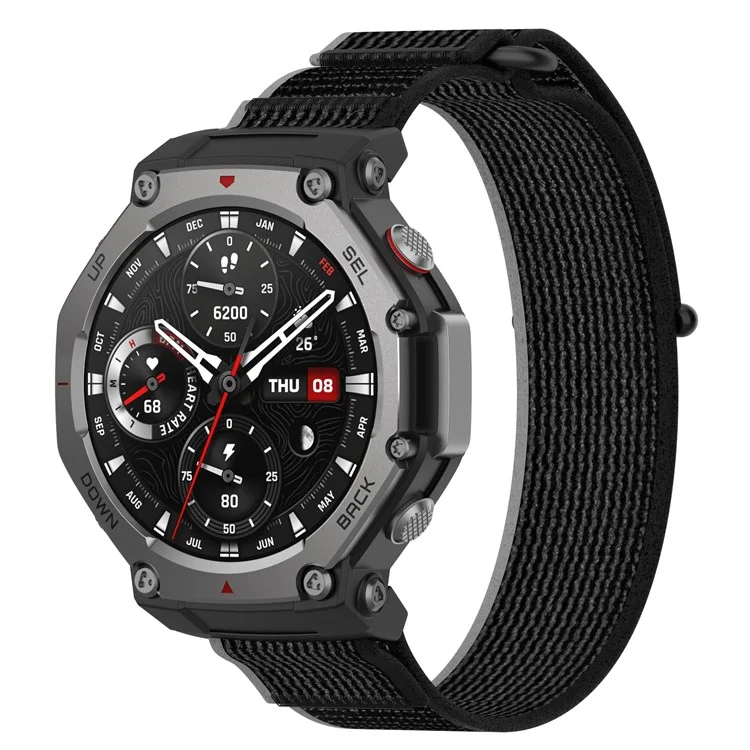 Для часов Huami Amazfit T-Rex 3 нейлоновый плетеный сменный ремешок - Черный+Серый