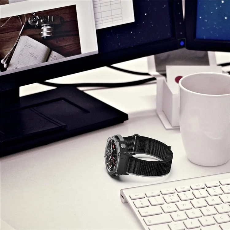 Для часов Huami Amazfit T-Rex 3 нейлоновый плетеный сменный ремешок - Черный+Серый