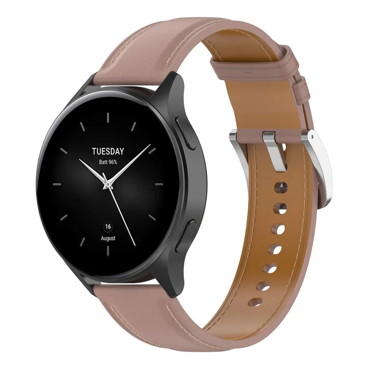 22mm Watch Band for Huami Amazfit Bip 5 / GTR 47mm / GTR 2 / GTR 2e Genuine Cow Leather Strap with Quick Release Connector - Deep Pink