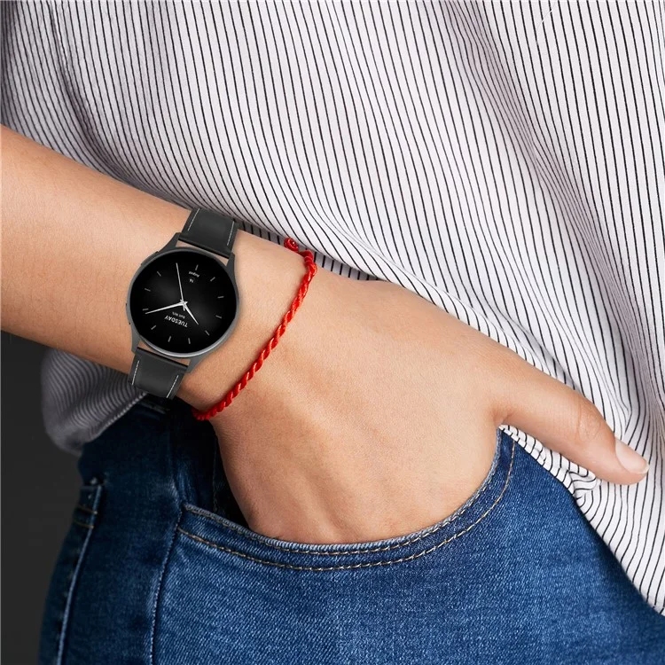 22mm Watch Band for Huami Amazfit Bip 5 / GTR 47mm / GTR 2 / GTR 2e Genuine Cow Leather Strap with Quick Release Connector - Deep Pink