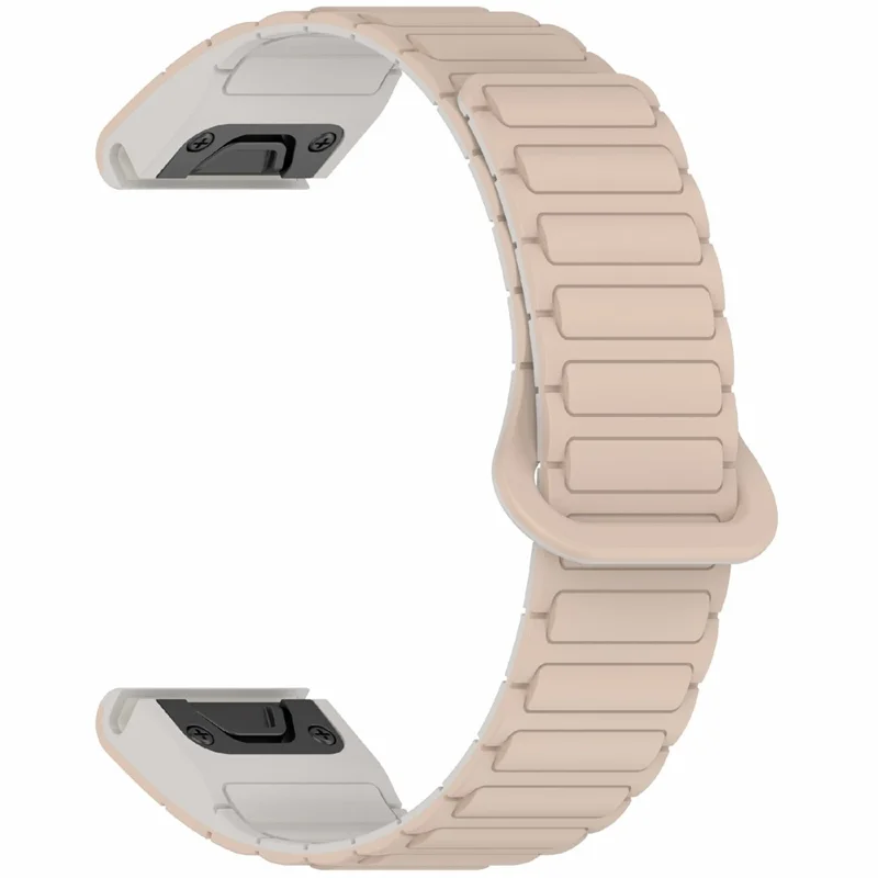 26mm Silicone Band for Garmin Enduro 3 / Fenix 8 51mm / Instinct 2X / Fenix 7X Quick Release Magnetic Watch Strap - Milk Tea+Rock White