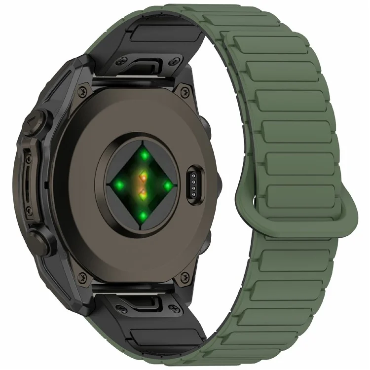 Cinturino in silicone da 22 mm per Garmin Fenix 8 47 mm / Fenix E 47 mm / Fenix 7 / Descent G1 Quick Release Magnetic Watch Strap - Verde Mezzanotte+Nero
