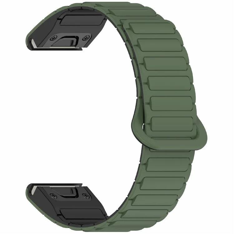 Cinturino in silicone da 22 mm per Garmin Fenix 8 47 mm / Fenix E 47 mm / Fenix 7 / Descent G1 Quick Release Magnetic Watch Strap - Verde Mezzanotte+Nero