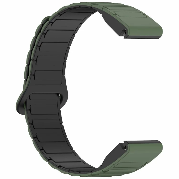 Cinturino in silicone da 22 mm per Garmin Fenix 8 47 mm / Fenix E 47 mm / Fenix 7 / Descent G1 Quick Release Magnetic Watch Strap - Verde Mezzanotte+Nero