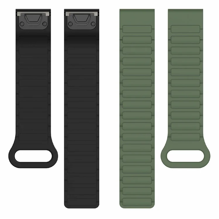 Cinturino in silicone da 22 mm per Garmin Fenix 8 47 mm / Fenix E 47 mm / Fenix 7 / Descent G1 Quick Release Magnetic Watch Strap - Verde Mezzanotte+Nero