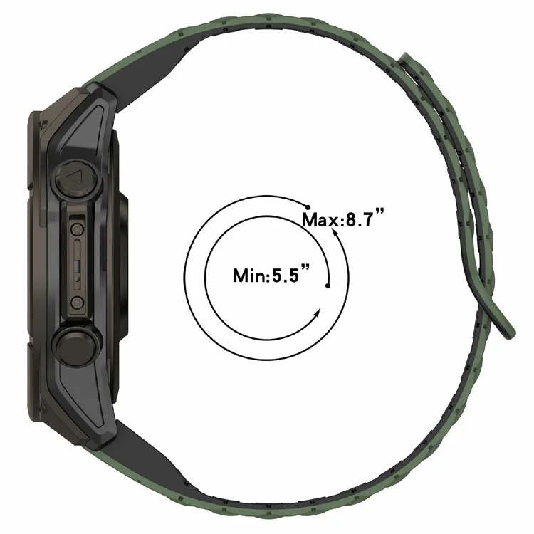 Cinturino in silicone da 22 mm per Garmin Fenix 8 47 mm / Fenix E 47 mm / Fenix 7 / Descent G1 Quick Release Magnetic Watch Strap - Verde Mezzanotte+Nero