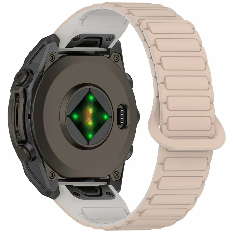 20mm Silicone Band for Garmin Fenix 8 43mm / Descent MK3 / MK3i / Fenix 7S Quick Release Magnetic Watch Strap - Milk Tea+Rock White