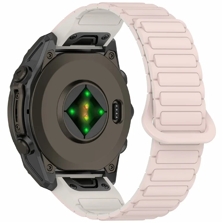 20mm Silicone Band for Garmin Fenix 8 43mm / Descent MK3 / MK3i / Fenix 7S Quick Release Magnetic Watch Strap - Pink+Starlight