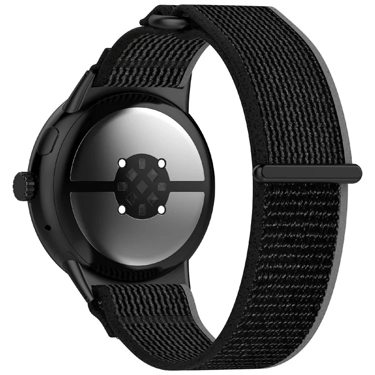 For Google Pixel Watch 3 45mm Band Adjustable Braided Nylon Sport Loop Watch Strap - Black+Grey